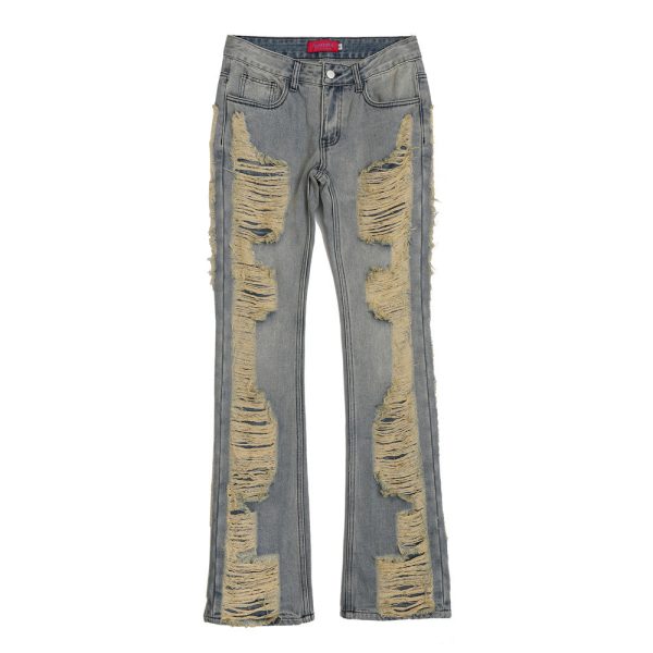 High Street Hand Scratched Whiskering Jeans Men's - Image 7
