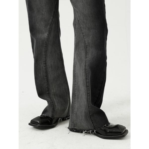 Men's Contrast Tie-Dye Gradient Micro Flare Jeans - Image 4