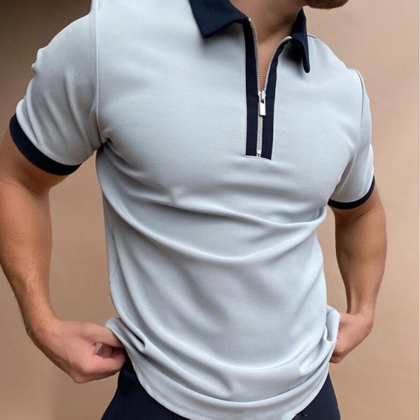 POLO Shirt Zipper Knit Jacquard Men's T-shirt - Image 3