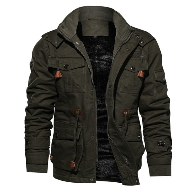 Men Winter Fleece Jacket Warm Hooded Coat Thermal Thick Outerwear Male Military Jacket - Image 7