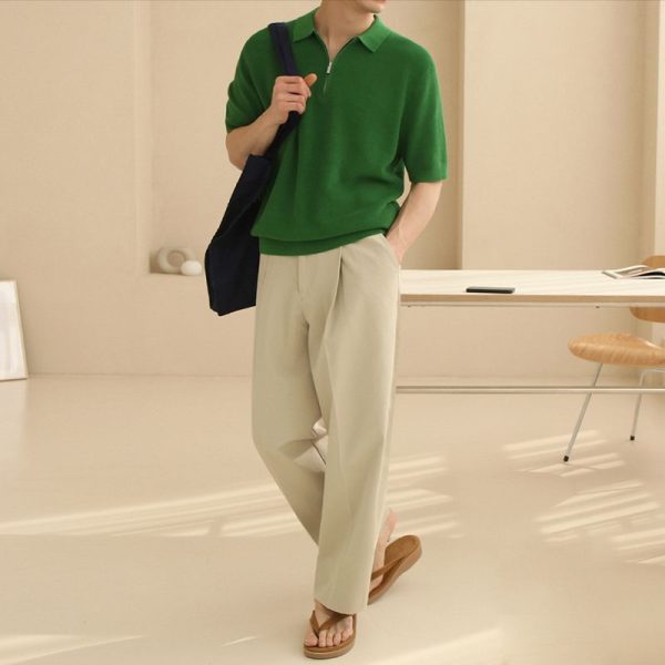 Summer Half-zip Short-sleeved Polo Shirt For Men - Image 10