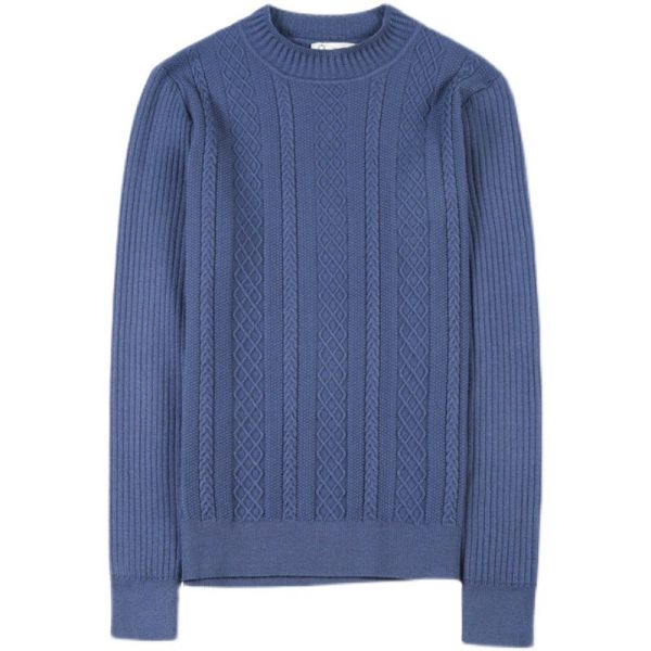 Twist Sweater Men's Half Turtleneck Sweater Slim Coarse Sweater Base - Image 7