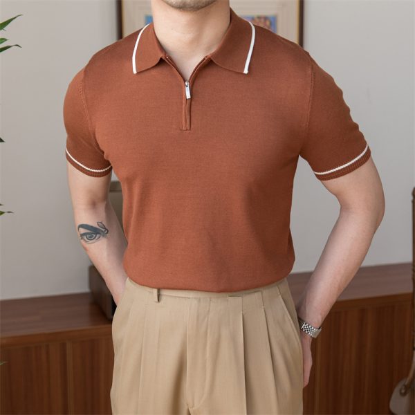 Versatile Slim Knitted POLO Shirt Retro Men - Image 4
