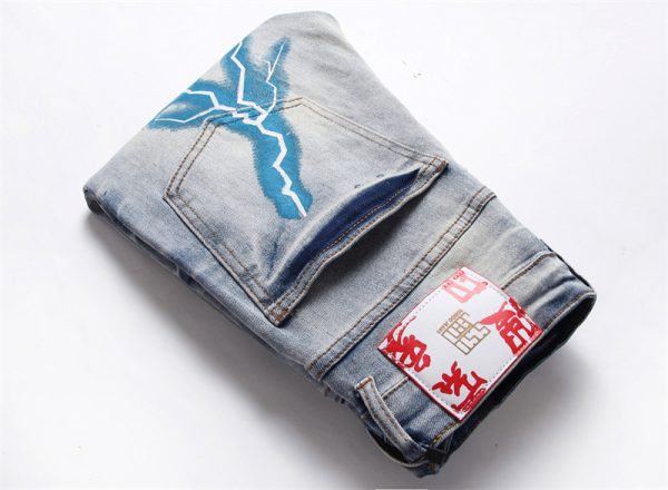 Stretch Print Dye Skinny Men's Jeans - Image 5