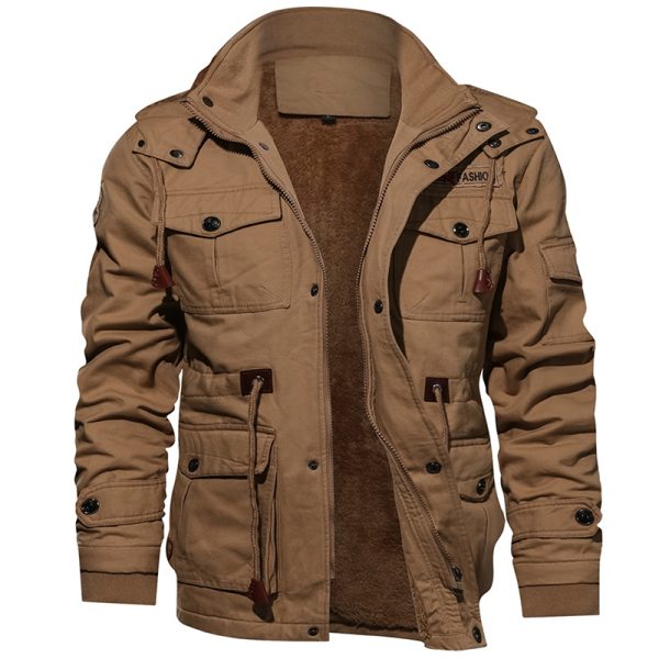 Men Winter Fleece Jacket Warm Hooded Coat Thermal Thick Outerwear Male Military Jacket - Image 4