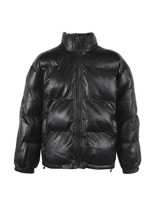 PU Leather Thick Bread Cotton Jacket Men - Image 3