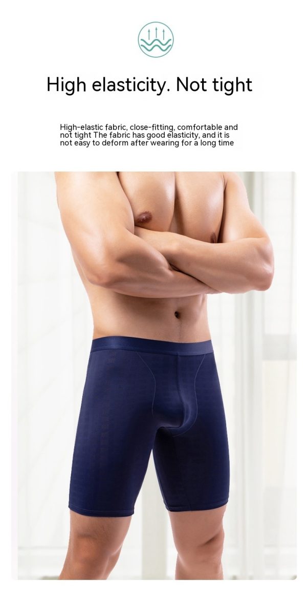 Summer Anti-wear Leg Ice Silk Men's Breathable Running Plus Size Lengthened Thin Mesh Boxer Shorts - Image 8