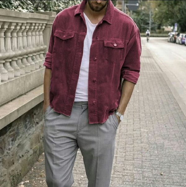Punk style corduroy loose jacket men - Image 5