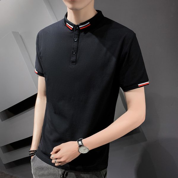 Men's Short-sleeved Polo Shirt Business Summer Korean Style Solid Color Polo Collar T-shirt - Image 3