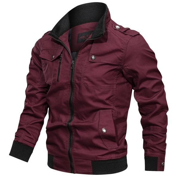 Solid color jacket stand collar jacket men - Image 10