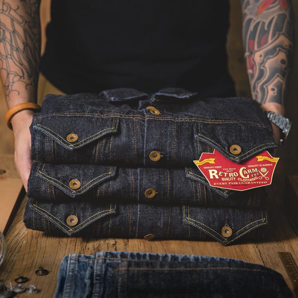 Original Color Denim Jacket Motorcycle Slim Jacket Men - Image 2