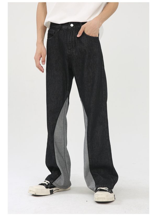 Men's spliced leg length flared jeans - Image 5