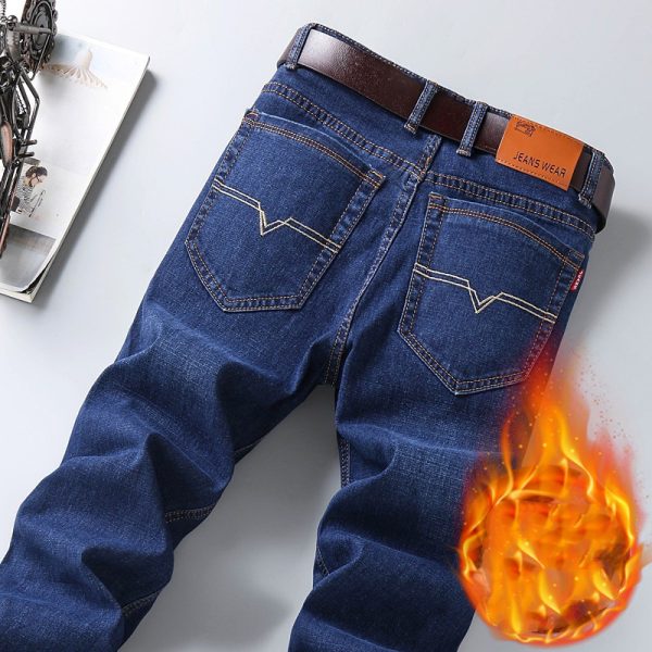 New Men's Jeans Autumn And Winter Loose Straight Tube Plush - Image 4