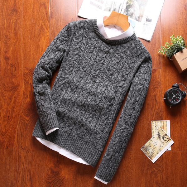 Long Sleeve Cotton Pullover Men's Twist Sweater - Image 5