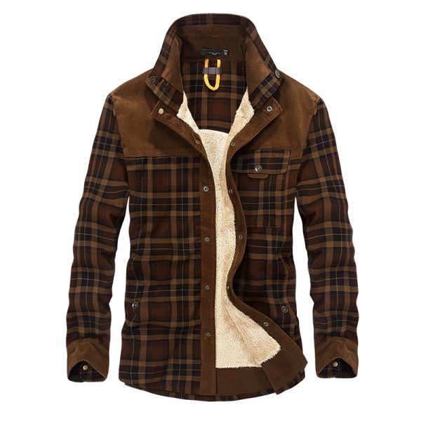Winter Jacket Men Thicken Warm Fleece Jackets Coats Pure Cotton Plaid Jacket Military Clothes - Image 3