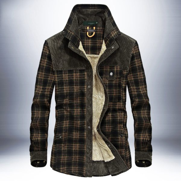 Winter Jacket Men Thicken Warm Fleece Jackets Coats Pure Cotton Plaid Jacket Military Clothes - Image 2