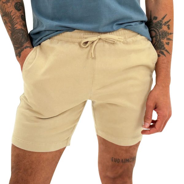 Men's Solid Color Four-point Casual Drawstring Breathable Cotton And Linen Sports Shorts - Image 2