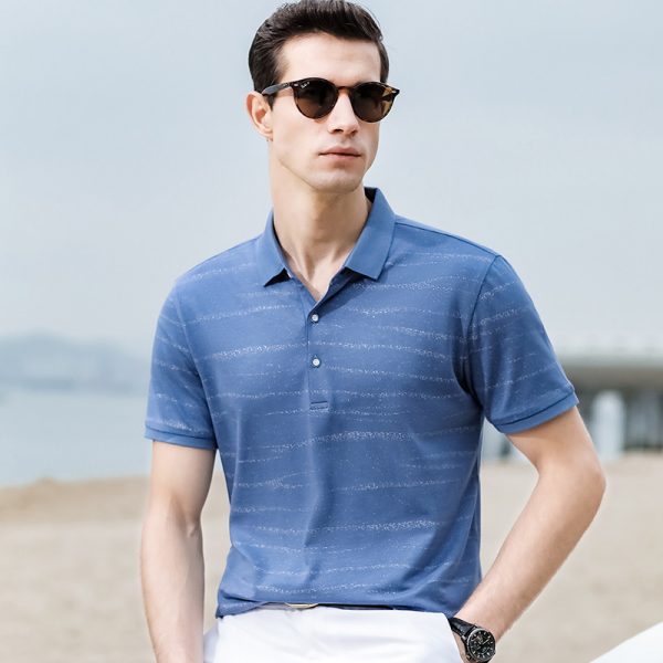 Men's polo shirt with Lapel stripes - Image 5
