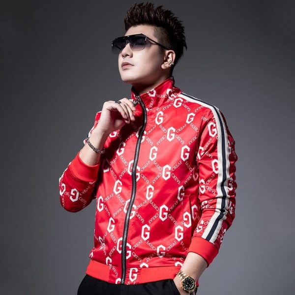 Stand-up collar letter ribbon jacket men - Image 6