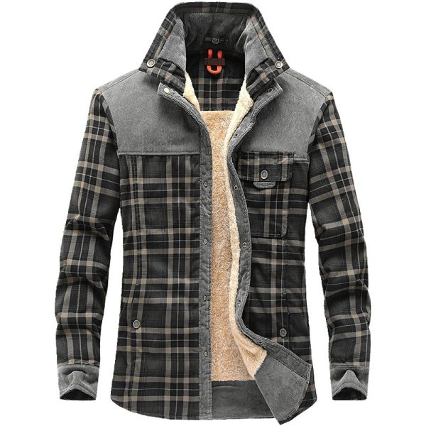 Winter Jacket Men Thicken Warm Fleece Jackets Coats Pure Cotton Plaid Jacket Military Clothes - Image 9